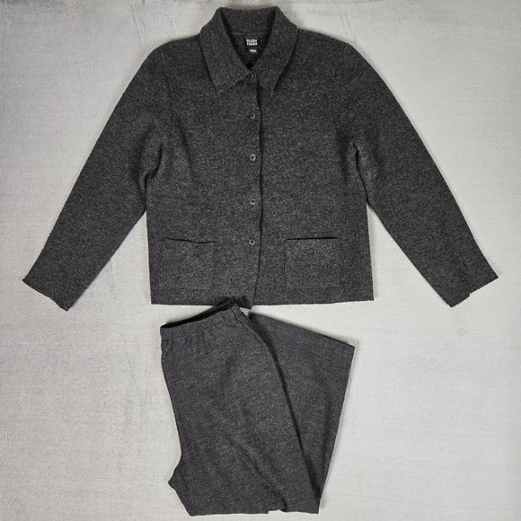 Eileen Fisher Pants - Vintage Eileen Fisher 100% Boiled Wool 2 Piece Set Womens S/M Jacket Pants Gray